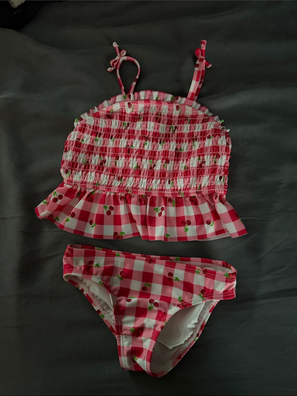 wonder nation Pink Gingham Cherry Tankini Set